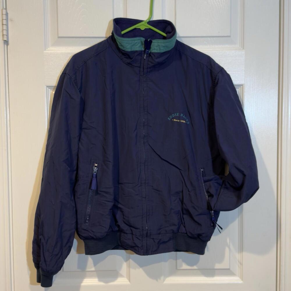 Vintage Eddie Bauer Outdoor Outfitter Jacket USA Navy Fleece Lined Men S 90s 80s